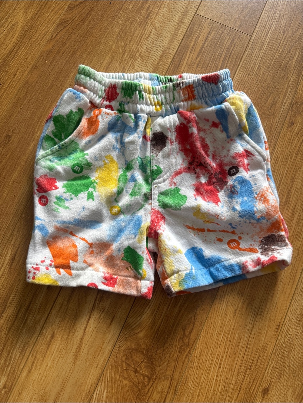M&M'S Multicolor Paint-Splash Kids Shorts - White Base
